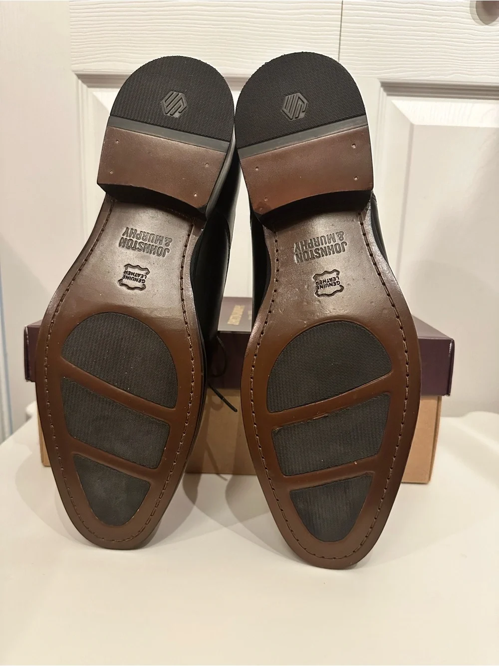 Johnston & Murphy Black Leather Cap-Toe Derby Dress Shoes